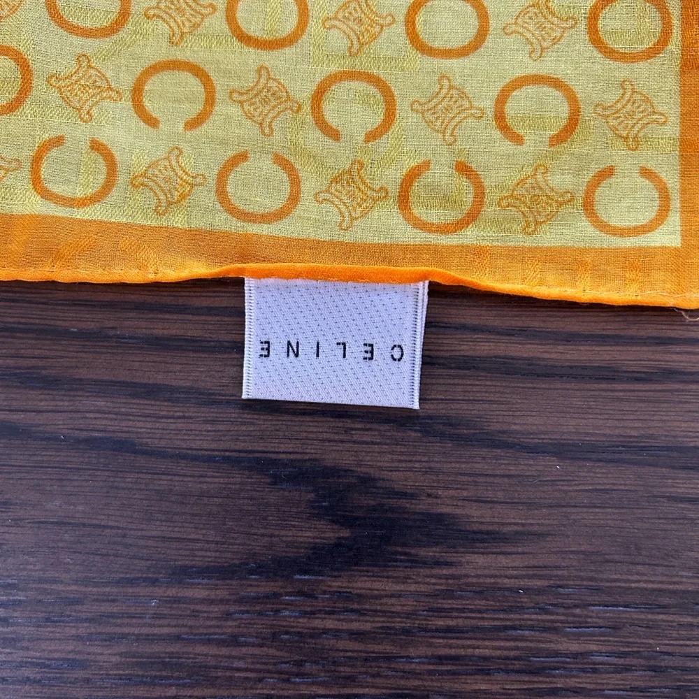Celine Vintage Silk Monogrammed Scarf 22x22 approx
